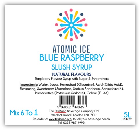 Bottle Label Atomic Ice Blue Raspberry