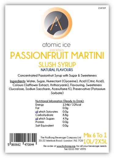 Box Label Atomic Ice Cocktail Passionfruit Martini
