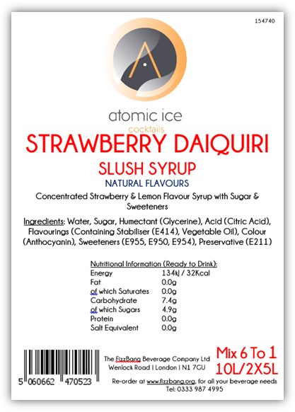 Box Label Atomic Ice Cocktail Strawberry Daiquiri