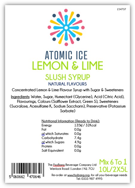 Box Label Atomic Ice Lemon and Lime